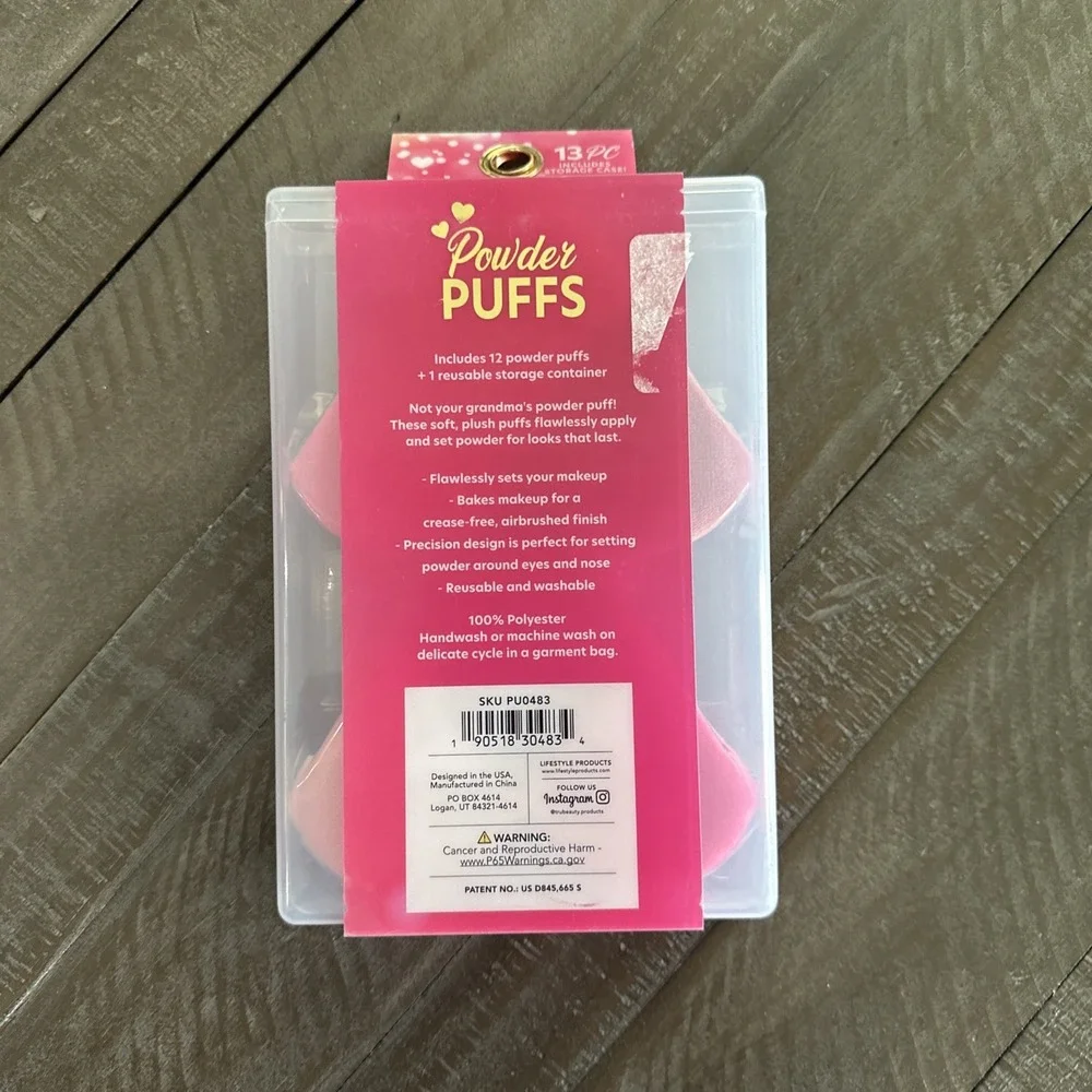 Powder Puffs Sponge Apply Build Contour Set 12 Included Storage Container.